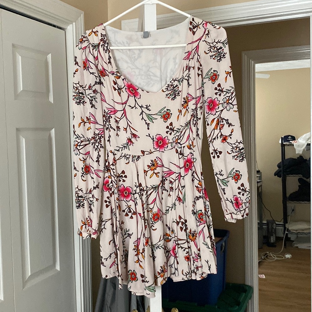 UO Rosalinda Floral Long-sleeve Mini Dress NWT